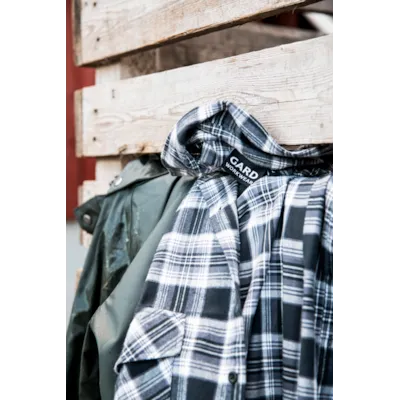 Flanellskjorte mørkgrå rutet herre, bilde 6