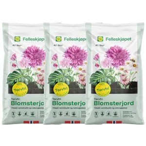 Torvfri blomsterjord 40 L - 3 pk