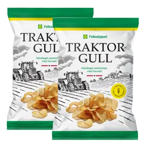 Traktorgull potetchips havsalt 2 stk à 150 g