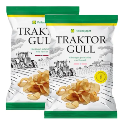 Traktorgull potetchips havsalt 2 stk à 150 g