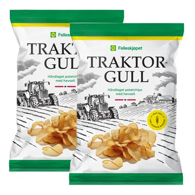 Traktorgull potetchips havsalt 2 stk à 150 g