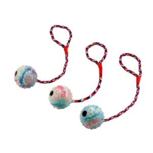 Gummiball med bjelle i tau