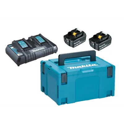 Batterisett 2 x 5.0 Ah 18V og dobbel lader