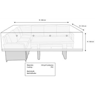 Trekk Cassie til hagemøbel 300x145x100 cm, bilde 2