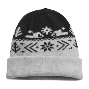 Lue strikket grå/svart