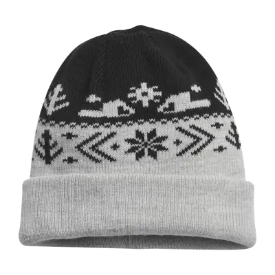 Lue strikket grå/svart