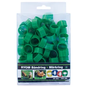 Fotringer til høns 16 mm grønn 100 stk