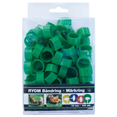 Fotringer til høns 16 mm grønn 100 stk