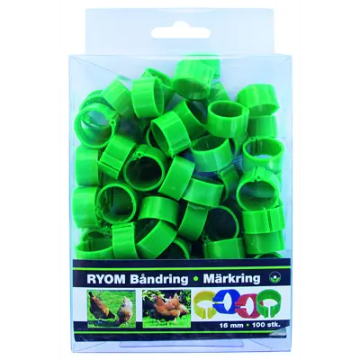 Fotringer til høns 16 mm grønn 100 stk