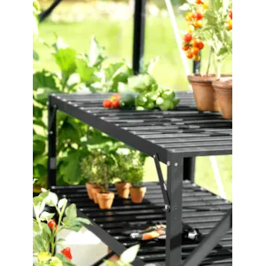 Aluminiumsbord med hylle for drivhus