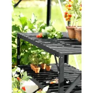 Aluminiumsbord med hylle for drivhus