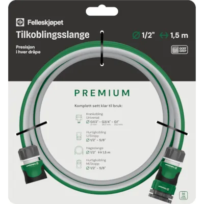 Tilkoblingsslange 1/2" 1,5 m