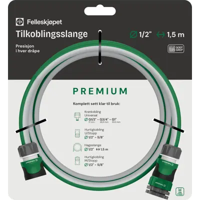 Tilkoblingsslange 1/2" 1,5 m