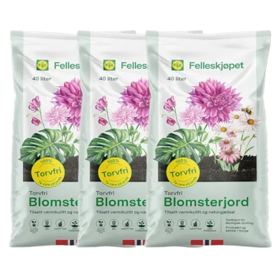 Torvfri blomsterjord 40 L-3 pk