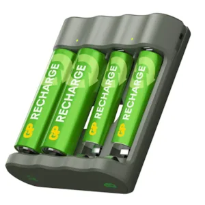 Batterilader med 4 stk batterier