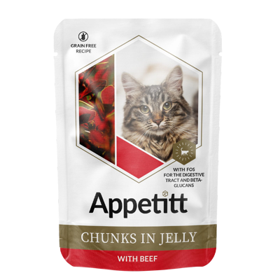 Våtfôr storfekjøtt i gele 85 g