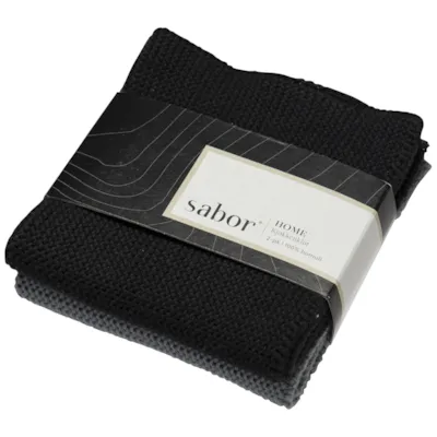 Kjøkkenkluter 2-pk svart, blågrå