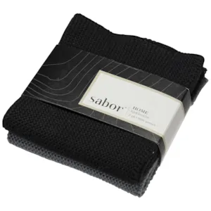 Kjøkkenkluter 2-pk svart, blågrå