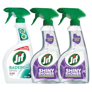 Kit med 1 baderomspray og 2 dusjrengjøringspray