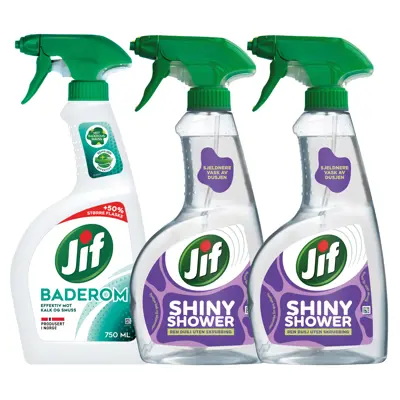 Kit med 1 baderomspray og 2 dusjrengjøringspray