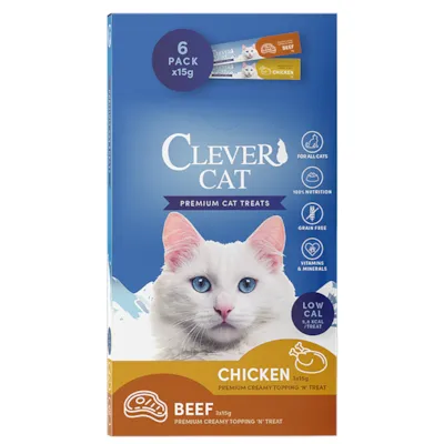 Kattesnacks Creamy kylling og biff 6 x 15 g