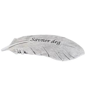 Gravpynt fjær med tekst