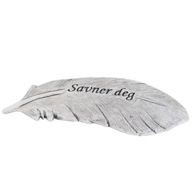 Gravpynt fjær med tekst