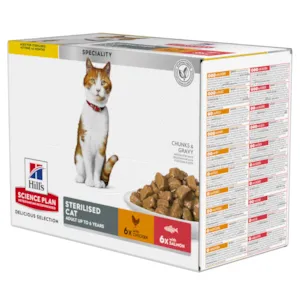 Våtfôr Adult Sterilised laks og kylling 12x85 g