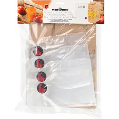 Bag in box pose med kran og kartongboks 4 stk 3 L