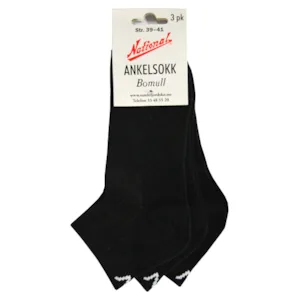Ankelsokker svart 3 pk