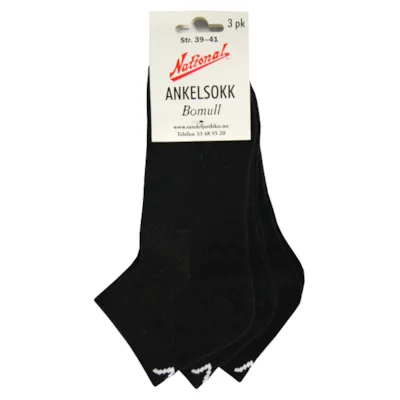 Ankelsokker svart 3 pk