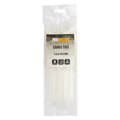 Kabelstrips 3,6 x 200 mm 75 stk. hvit, bilde 2