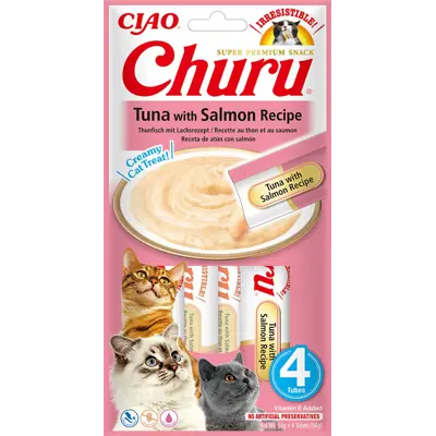 Kattesnacks puré tunfisk og laks 4x14 g