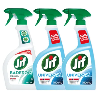 Kit med 1 baderomspray og 2 universalspray