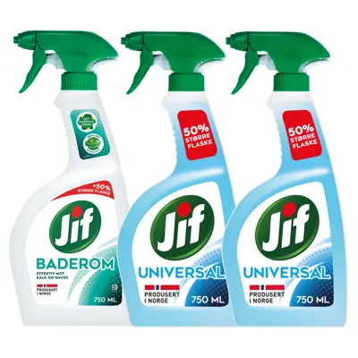Kit med 1 baderomspray og 2 universalspray