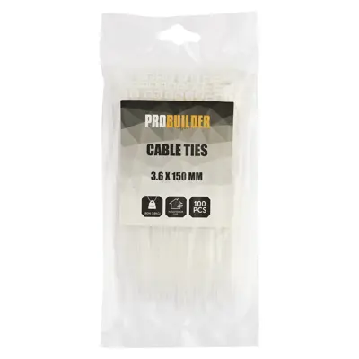 Kabelstrips 3,6 x 150 mm 100 stk. hvit, bilde 2