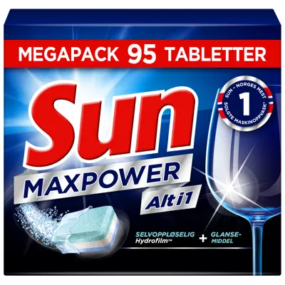 Oppvaskablett MaxPower Alt i 1 95 tabl