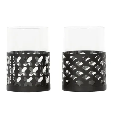 Telysholder 2 assorterte svart H13,5 cm