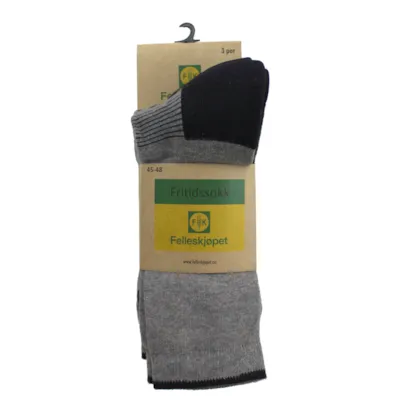 Fritidssokker grå 3 pk