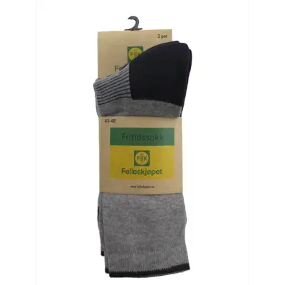 Fritidssokker grå 3 pk