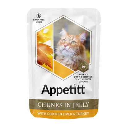 Våtfôr kyllinglever og kalkun i gele 12x85 g