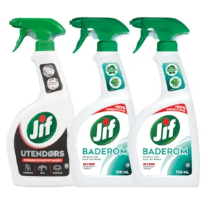 Kit med 1 utendørspray og 2 baderomspray