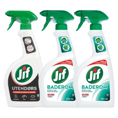 Kit med 1 utendørspray og 2 baderomspray