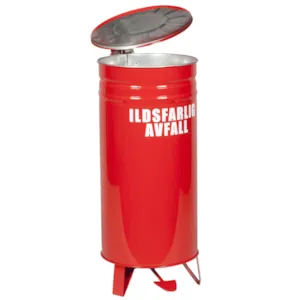 Beholder for ildsfarlig avfall med pedal