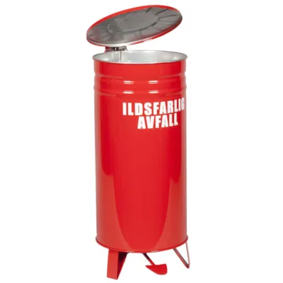 Beholder for ildsfarlig avfall med pedal