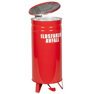 Beholder for ildsfarlig avfall med pedal