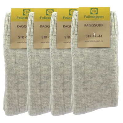 Raggsokker grå 4 pk