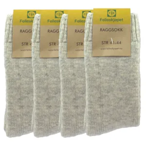 Raggsokker grå 4 pk