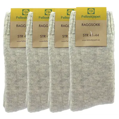 Raggsokker grå 4 pk