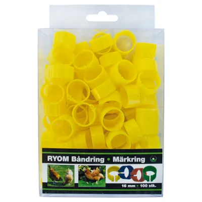 Fotringer til høns 16 mm gul 100 stk